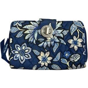 Vera Bradley Turnlock Clutch Wallet Tropics Tapestry Pattern Quilted Cotton